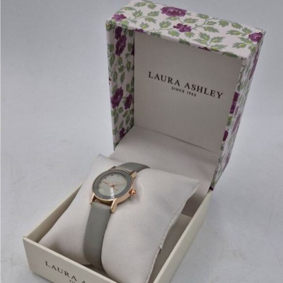 Laura Ashley Women’s Gray Faux Leather Strap Watch 24mm main image 2